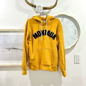 Kai Kai Montauk Chenille Hoodie Mustard Yellow Small Coastal Graphic Sweatshirt